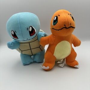 Pokemon Plush Lot Of 2 Charmander Squirtle Nintendo 2024 Stuffed Animals 9"